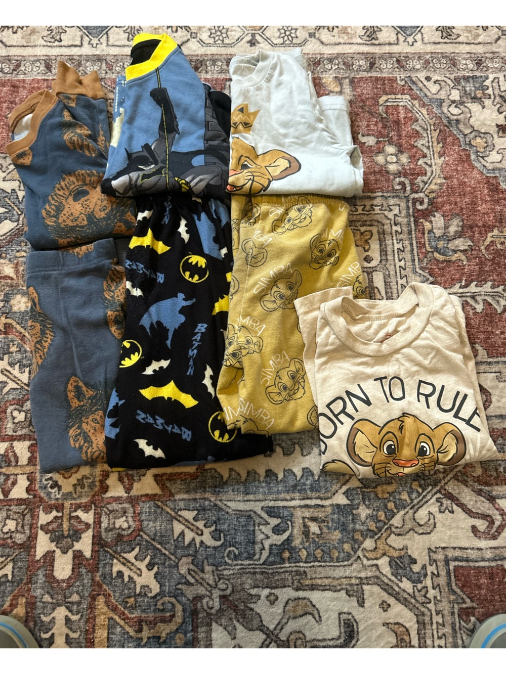 Disney Kids Pajama Set Lot - Beige, Yellow, Blue, Black